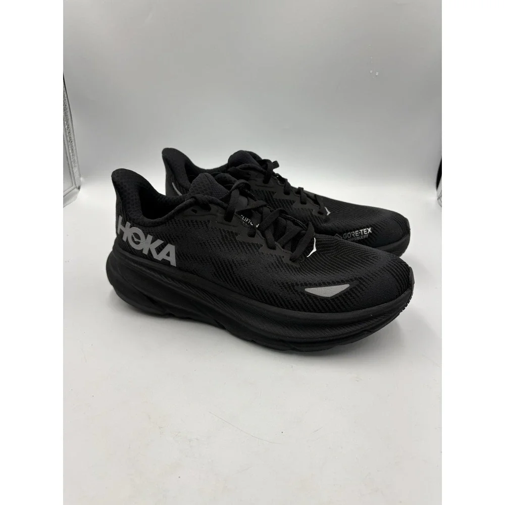 Hoka Clifton 9 GTX Mens Running Shoes Black GORE-TEX Sneakers Size 9